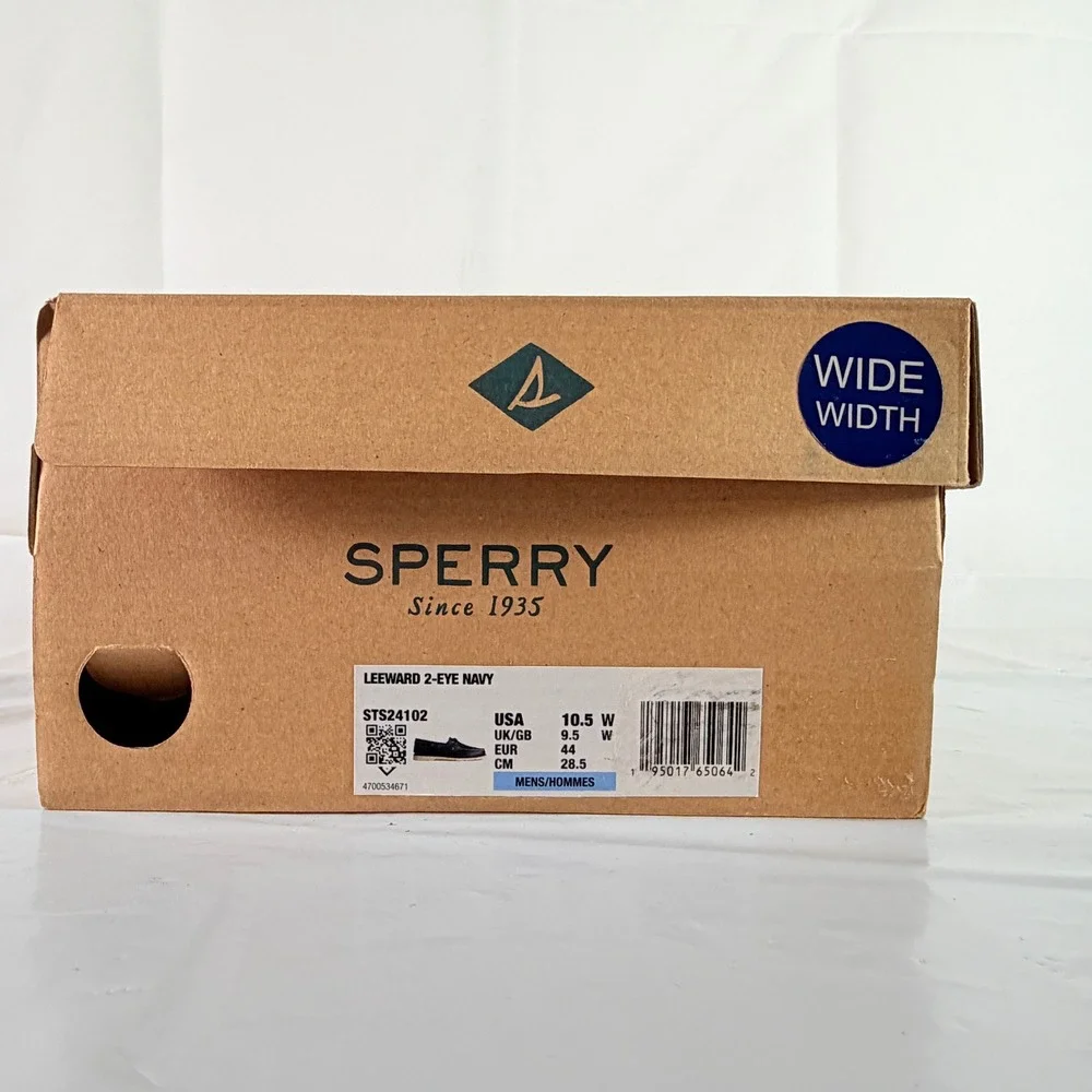 Sperry Top-Sider Leeward 2-Eye Navy Boat Shoes Men's Size 10.5 W New NIB